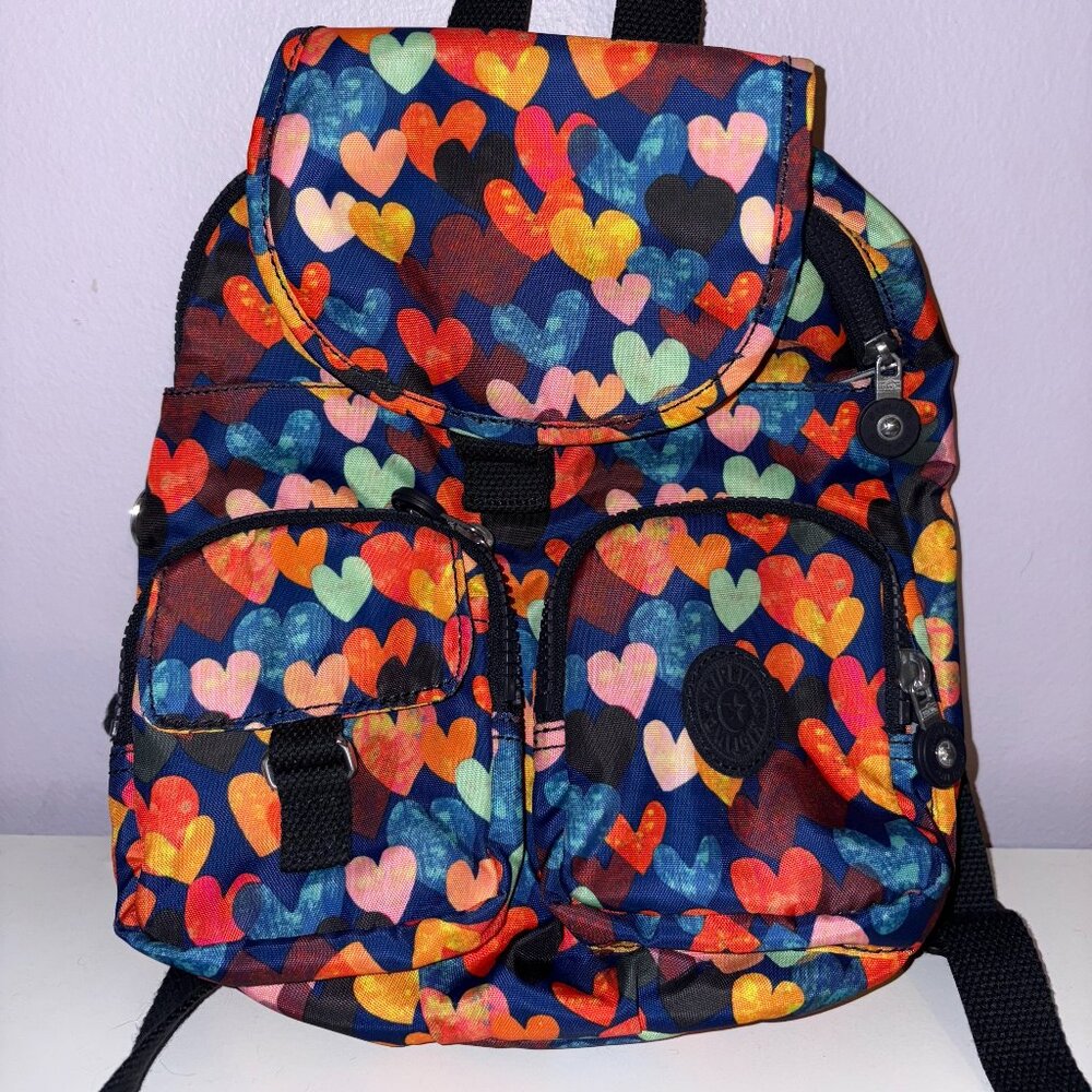 Colorful heart print mini backpack